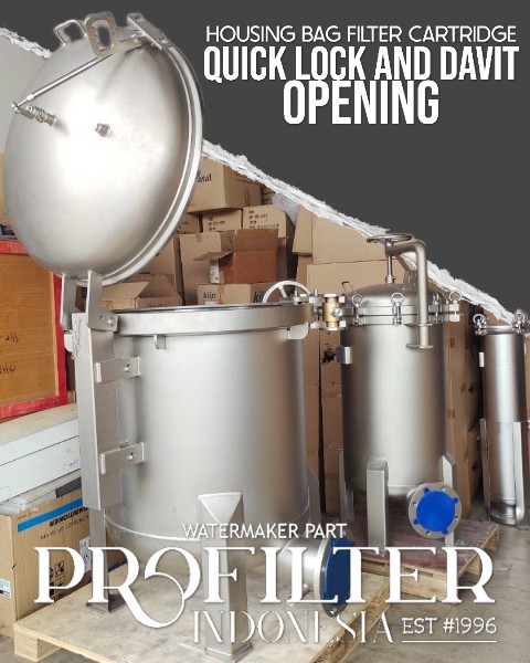 quick lock davit housing multi bag filter cartridge stainless steel