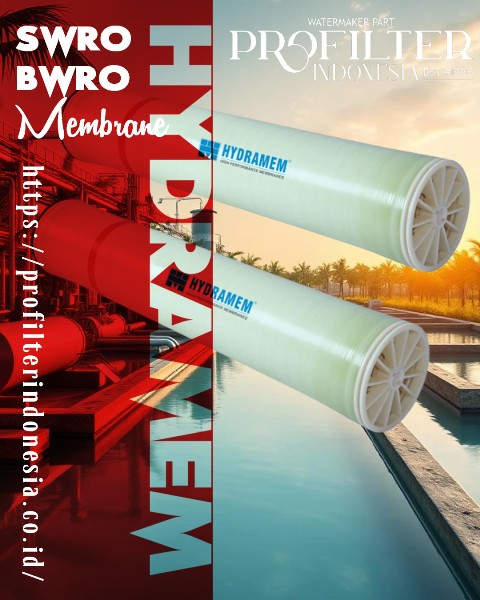 Hydramem High Rejection RO Membrane Seawater and Brackish Water Hydramem HM 8040-BWE-400 High Performance Brackish Water RO Membrane 8040 untuk sistem BWRO industri